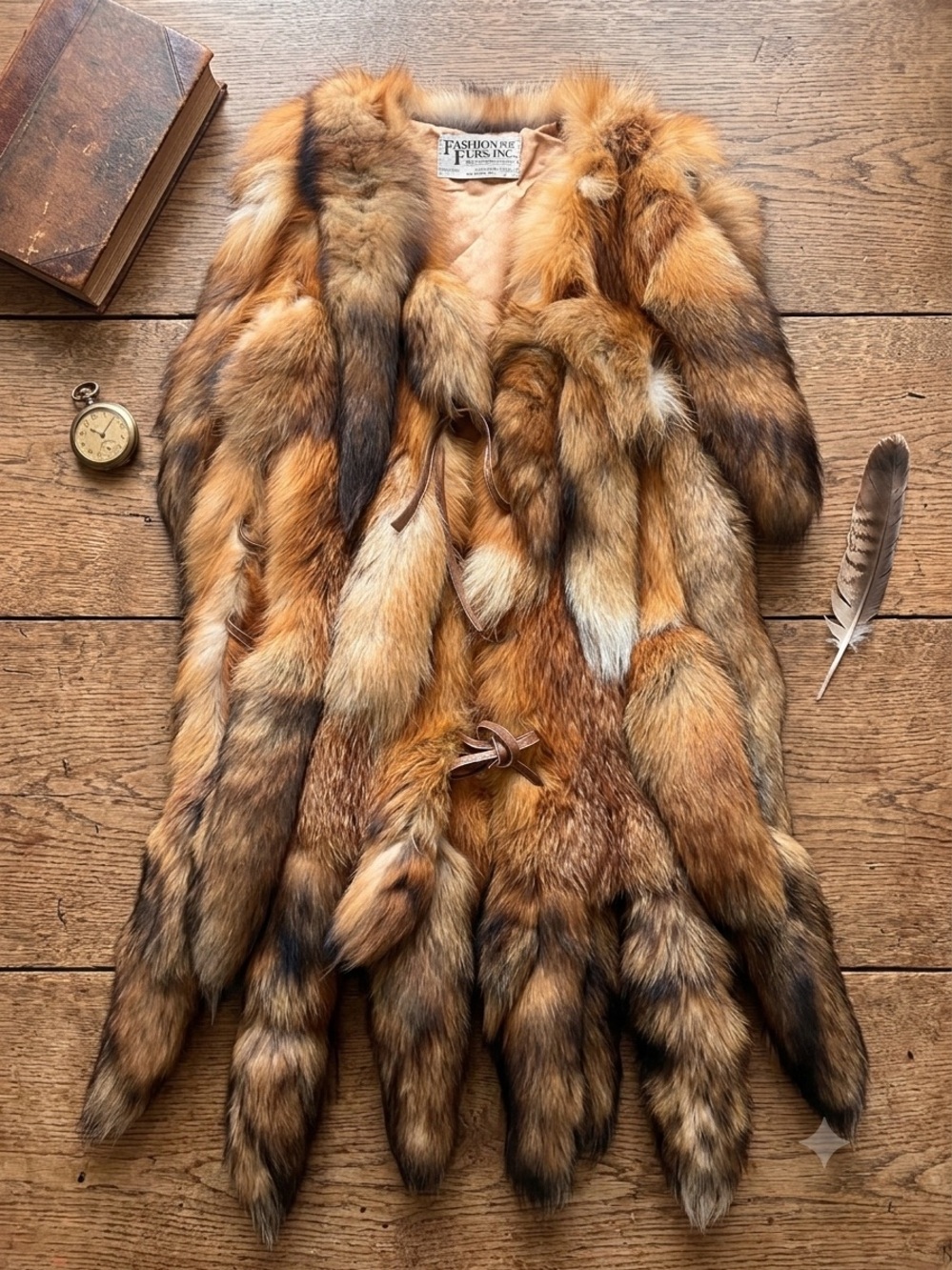 Vintage Full-Length Red Fox Fur Coat - Rich Orange-Brown